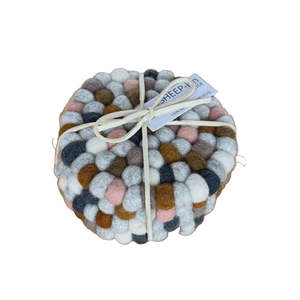 Decor: Felt Ball Coasters - Set of 4 - Earthy Multi | SHEEP-ish