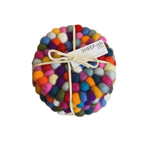 Decor: Felt Ball Coasters - Set of 4 - Rainbow | SHEEP-ish