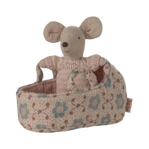 Baby Mouse in Carry Cot - Rose | Maileg