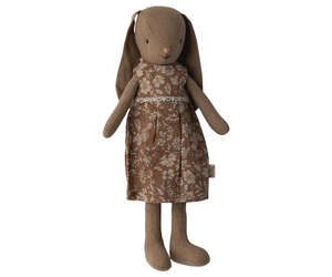 Maileg: Bunny Size 2 Brown - Brown Floral Dress | Maileg