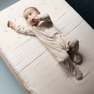 Bassinet Sheets: FITTED SHEET JERSEY. Goose Lullaby Print\Bassinet | Nature Baby