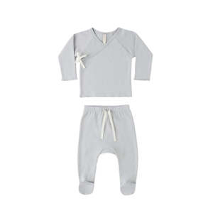 Wrap Top + Footed Pant Set || Sky | Quincy Mae
