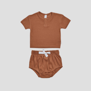 Organic Basics 1: Organic Ribbed Tee + Bloomers - Clay