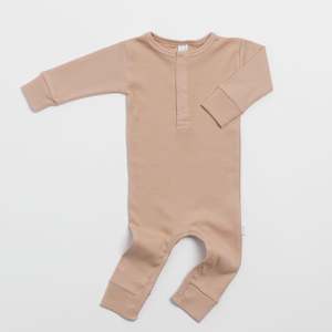 Organic Basics 1: Organic Ribbed Romper - Dusky Primrose