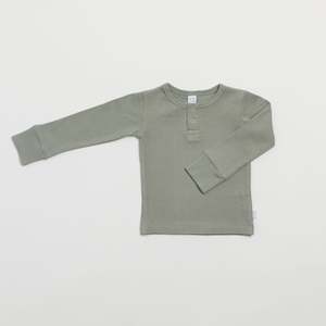 Organic Ribbed Henley - Pistachio