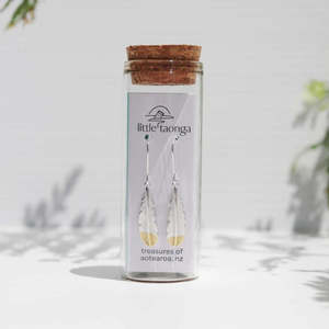 New: Little Taonga | Huia Feather Pendant Earrings