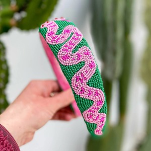 Accessories: Green Snake Beaded Headband