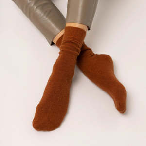 Nooan Socks: Possum Merino Wool HAMILTON Socks | Leather Brown