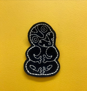 Brooches Pins: The Black Pixie | Hand Stitched Tiki Brooch