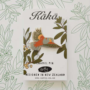 Brooches Pins: Kākā Enamel Pin