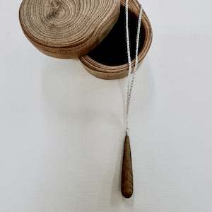 Halio | wooden drop silver necklace