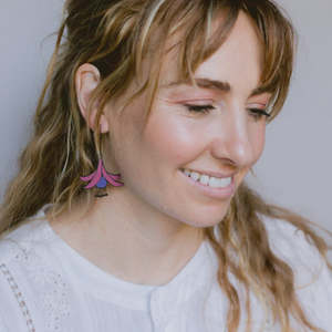 Earrings 1: Fuchsia flower earrings