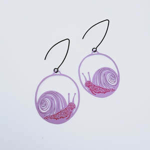 Earrings 1: Snail earrings in Lilac & Raspberry
