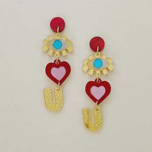 Earrings 1: I Love You Earrings - Gold