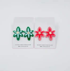 Earrings 1: FLORA - Coral & Neon Red or Green & Mint