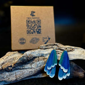 New: Tūī Feather Leather Drop Earrings