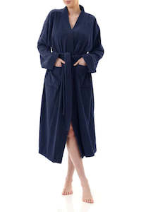 Givoni 9DG63 Mid Length Unisex Cotton Towelling  Robe (White)  (Navy)
