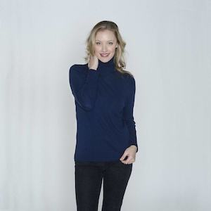 Merino Garments: Zenza Merino Roll Neck Top NZ Made (Black) (Winter) (Navy) (Merlot)