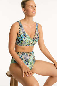 Bikini Tops: Sea Level Wildflower G Cup Cross Front Bra Top (Sea)