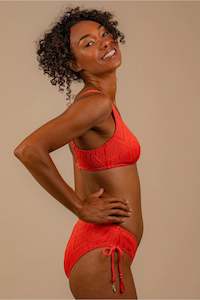 Piha Gelato Scoop Neck Bralette Bikini Top (Black) (Flame)