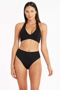 Bikini Bottom: Sea Level Eco Essentials Retro High Waist Pant (Black)