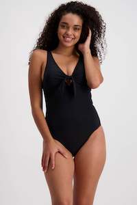 Moontide  M4903CN  Contours Underwire Tie Front One Piece Swimsuit (Black)