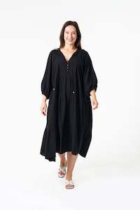 BOHO MATA MIDI DRESS (BLACK)
