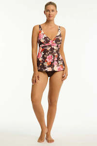Tankini Tops: Sea Level Rosewood Cross Front Swing Tankini Top (Cocoa)