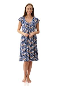Givoni Sandra 6KV81S Flutter Sleeve Short Nightie (Navy)