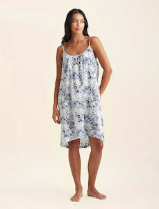 Nighties: Papinelle Toile De Jouy Strappy Nightie (French Blue)
