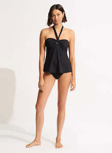 Tankini Tops: Seafolly Sash Tie Front Tankini (Black)