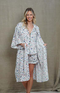 Dressing Gowns: Linens Unlimited Cotton Kimono (Floral Haze)
