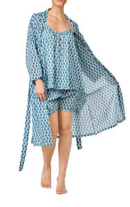 Sleepwear: Arabella MD75 F6 Summer Cotton Robe (Turquoise Paisley)