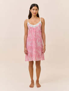 Papinelle Cheri Blossom Lace Front Midi Nightie (Pink Lemonade)