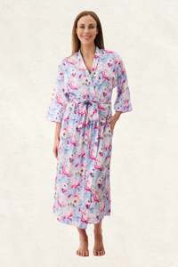 Dressing Gowns: Givoni 6AC12W Mid Length Robe (Blue)