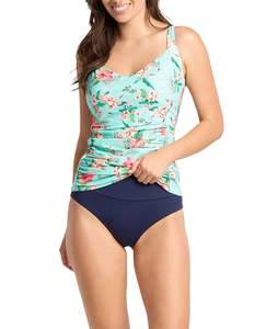 Mastectomy: Sunseeker Chillio DD/E Ruched U/Wire Tankini Top (Mint)