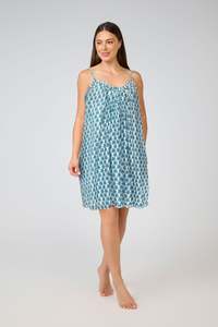Sleepwear: Arabella MD 866 F6  Short Nightie/ Dress (Turquoise Paisley)