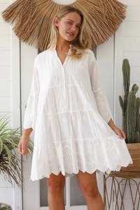 Salty Palm RD0030 Bohemian Mini Dress (White)