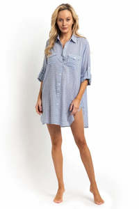Resortwear: Sunseeker Summer Stripe Button Through Shirt (Blue)
