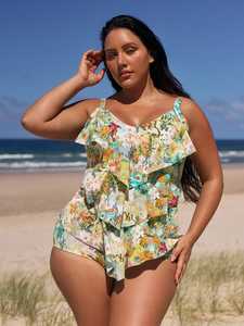Tankini Tops: Capriosca 3 Tier Tankini Top (Tropicana)