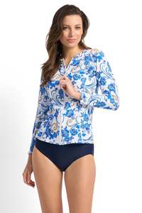 Sunseeker Sicily Long Sleeve Mastectomy Rashie (Blue/White)