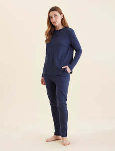 Papinelle Jada Organic Cotton Knit Long Sleeve Tee (Navy)