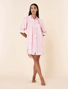 Papinelle Cheri Blossom Cosy Pleat Front Nightie (Parfait Pink)