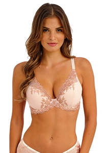 Lingerie: Wacoal Embrace Lace Plunge Underwire Bra (Angel Wing/rose Dust)