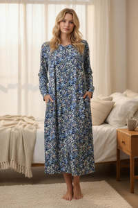 Sleepwear: Givoni 7PP22A Ariel Zip Brunchcoat (Navy)