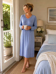 Zenza Merino/Cotton Nightgown 580NV (Blue)