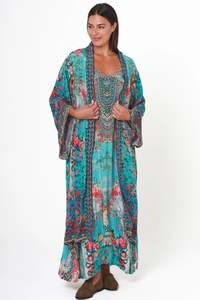 Dressing Gowns: Peacock Feather ON0016 Viscose Cape/Kimono  (Multi)