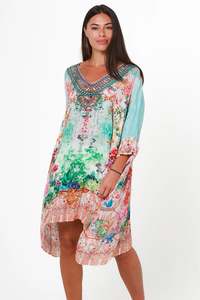 Peacock Feather ON0013 Viscose Beach Kaftan (Multi)