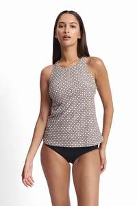Swimwear: Sunseeker Geomath High Neck Mastectony Tankini Top Black