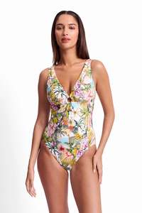 Sunseeker White Lotus Keyhole One Piece - White